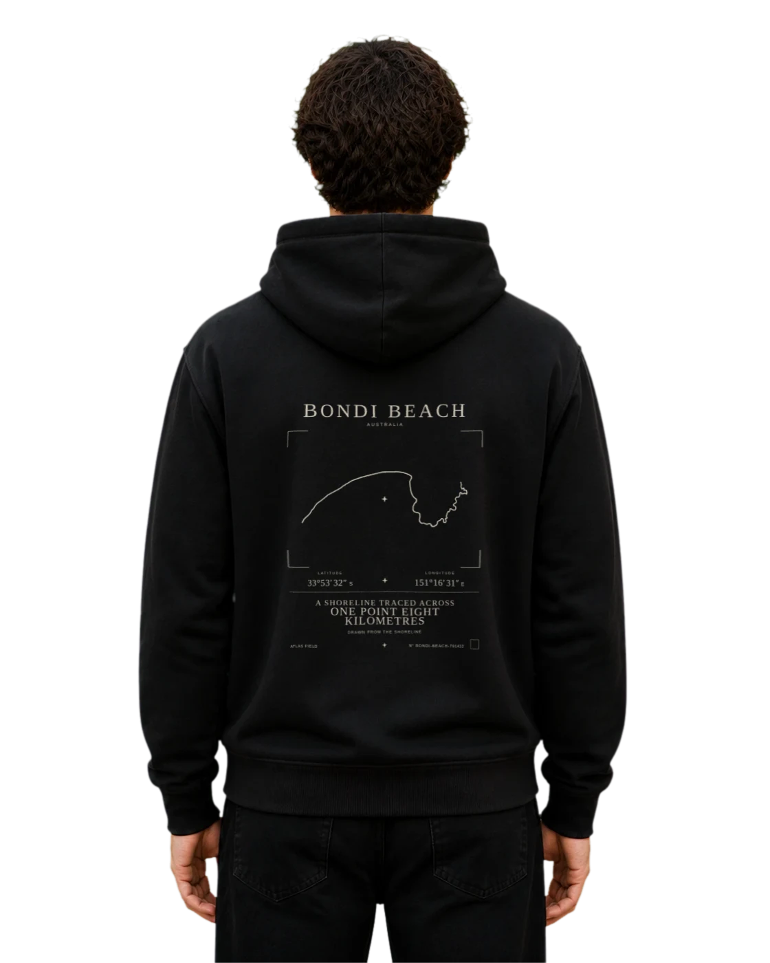 Bondi Beach hoodie, black, back view