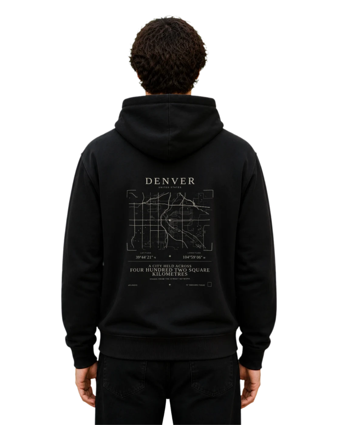 Denver hoodie, black, back view