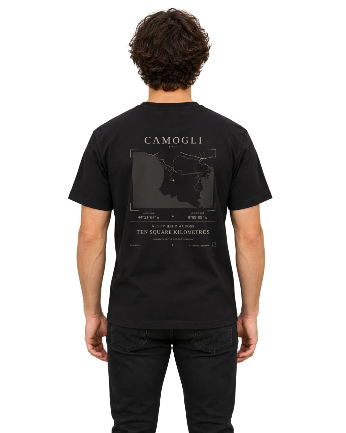 Camogli T-shirt, black, back view