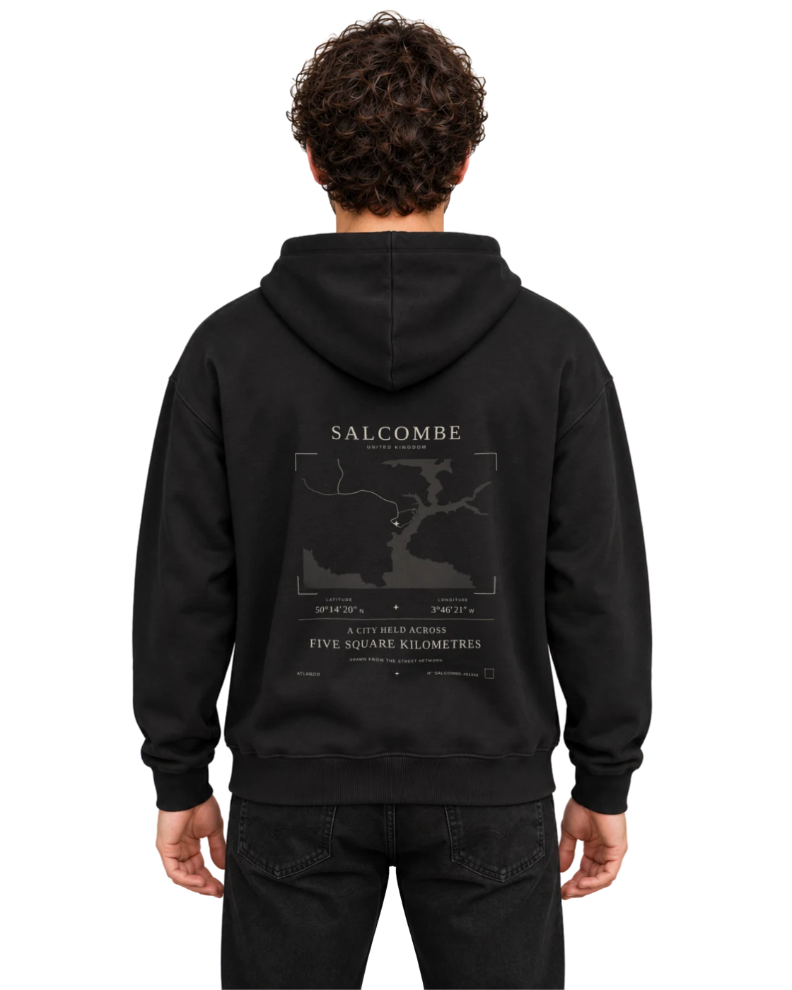 Salcombe hoodie, black, back view