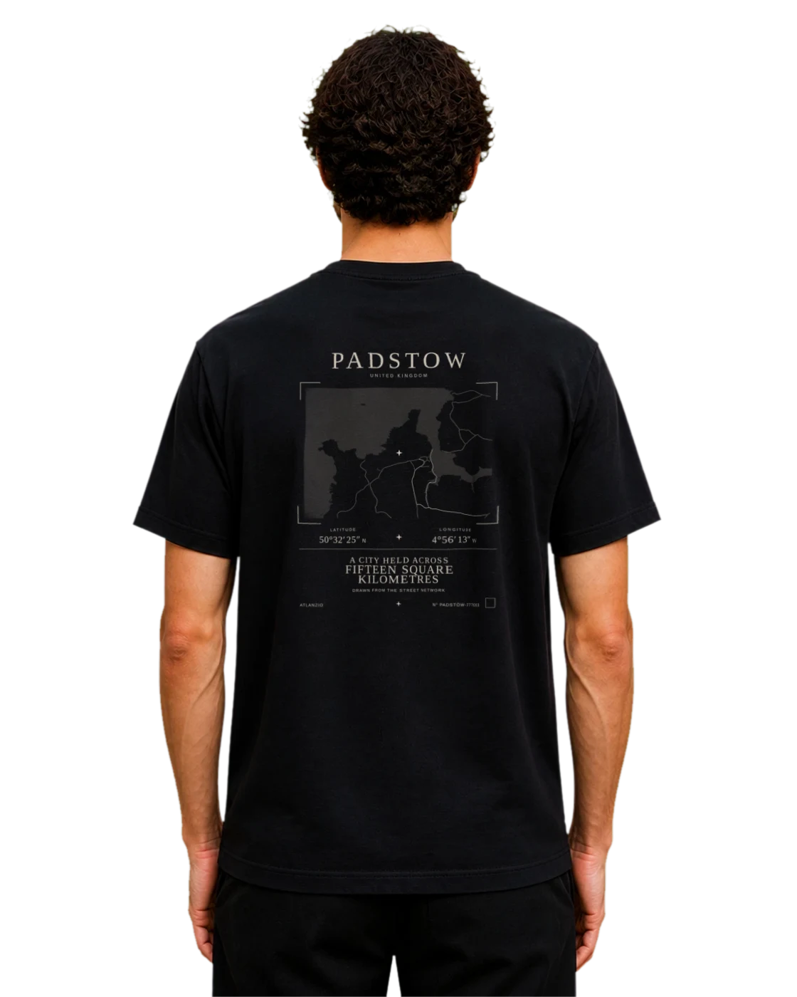 Padstow T-shirt, black, back view