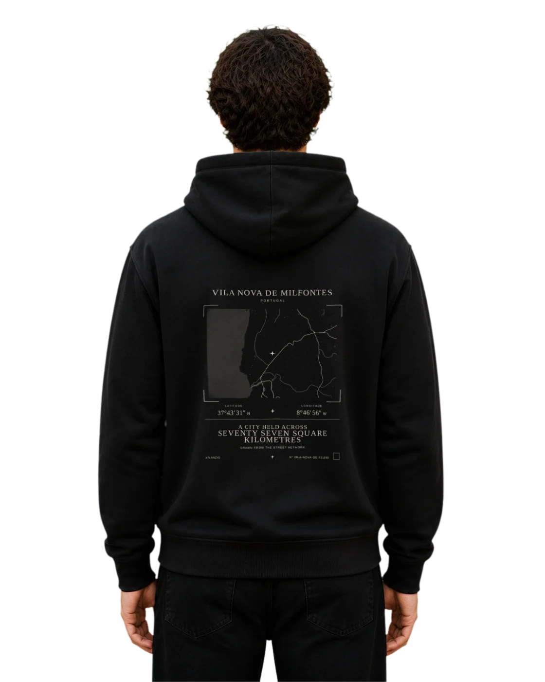 Vila Nova de Milfontes hoodie, black, back view