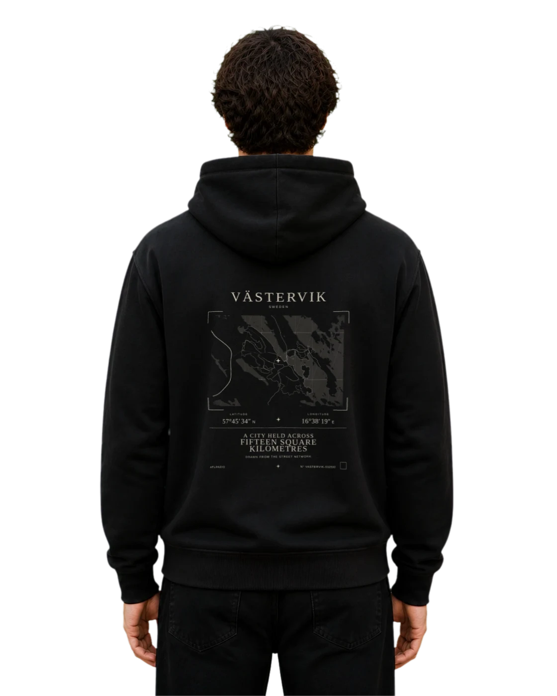 Västervik hoodie, black, back view