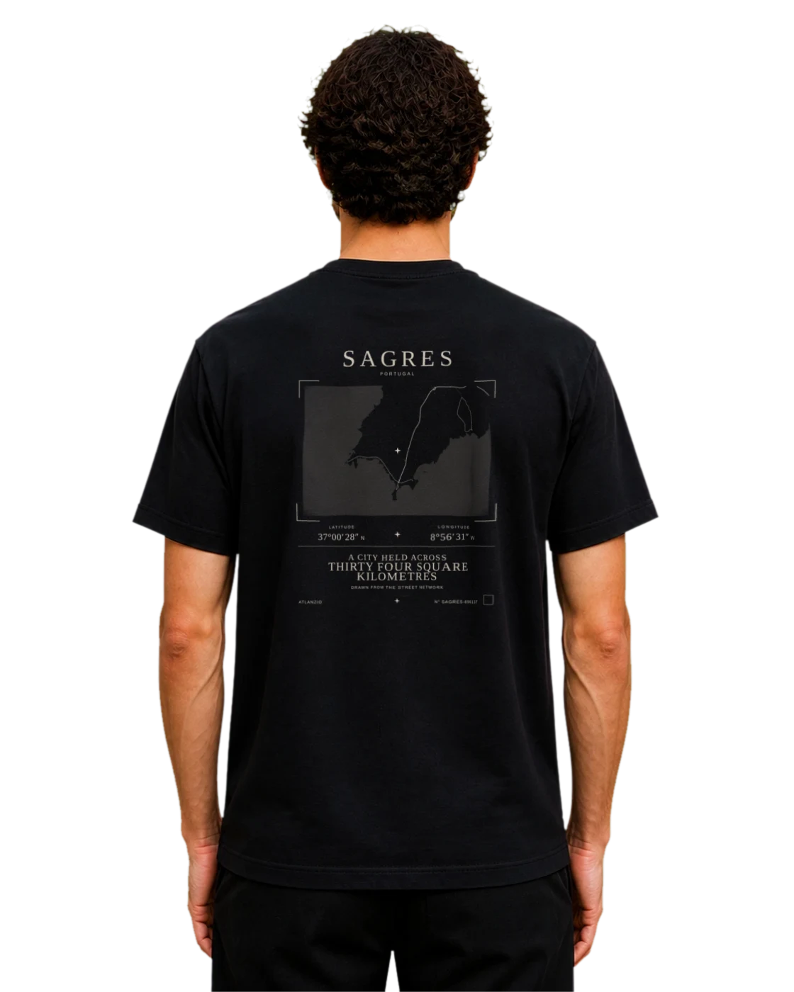 Sagres T-shirt, black, back view