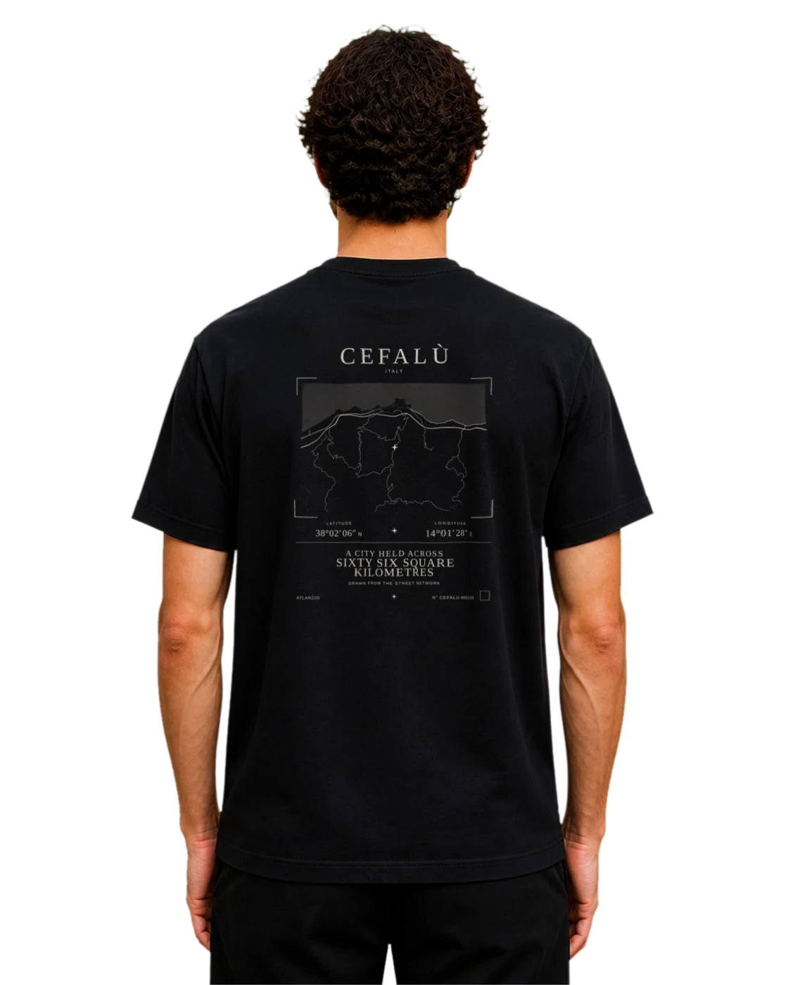 Cefalù T-shirt, black, back view