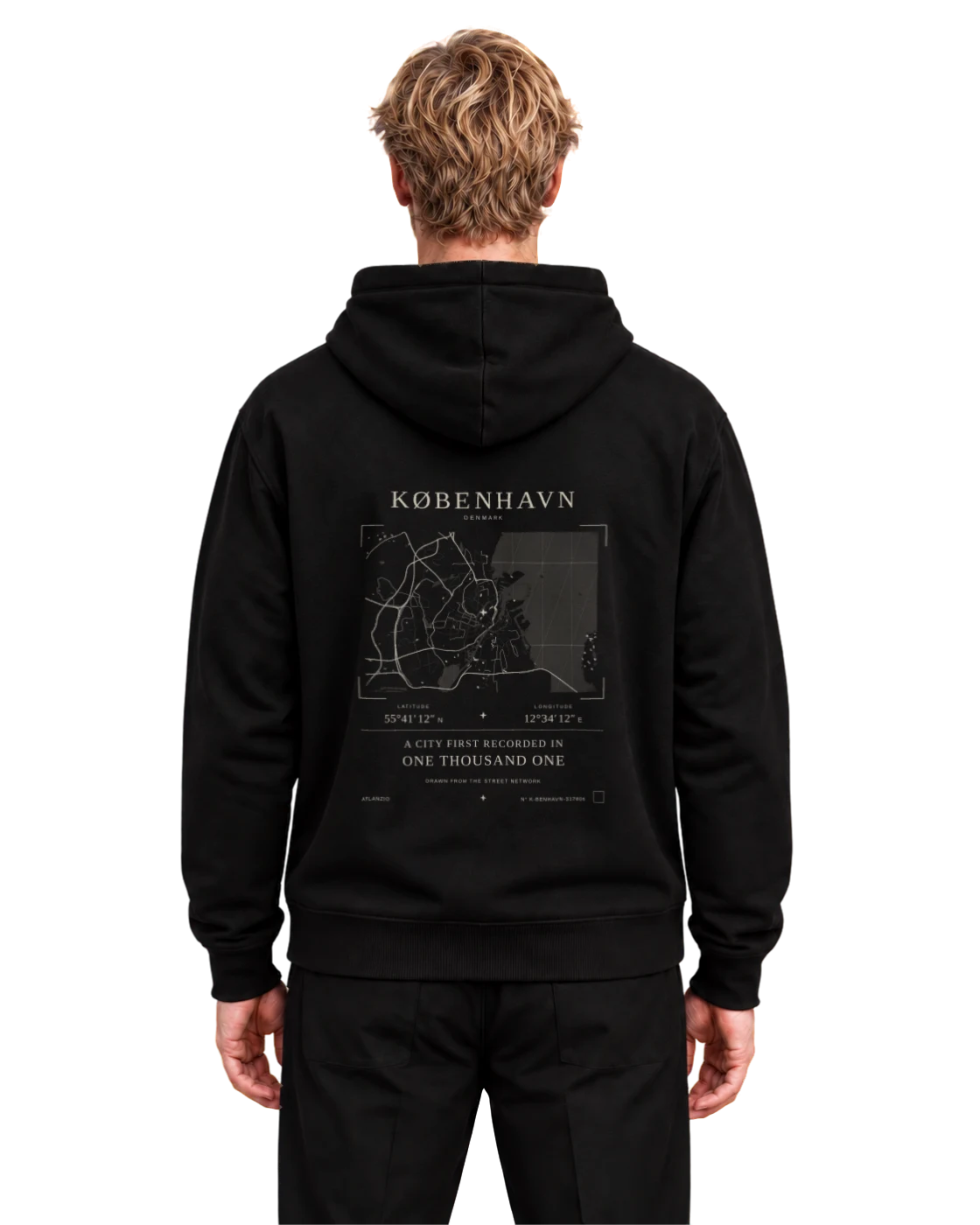 København hoodie, black, back view