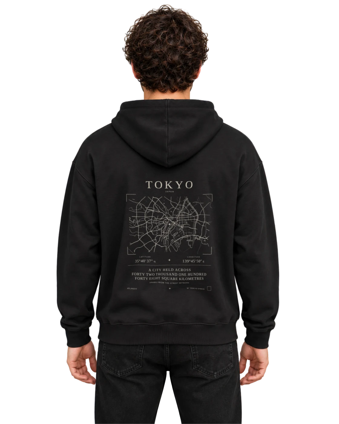 Tokyo hoodie, black, back view