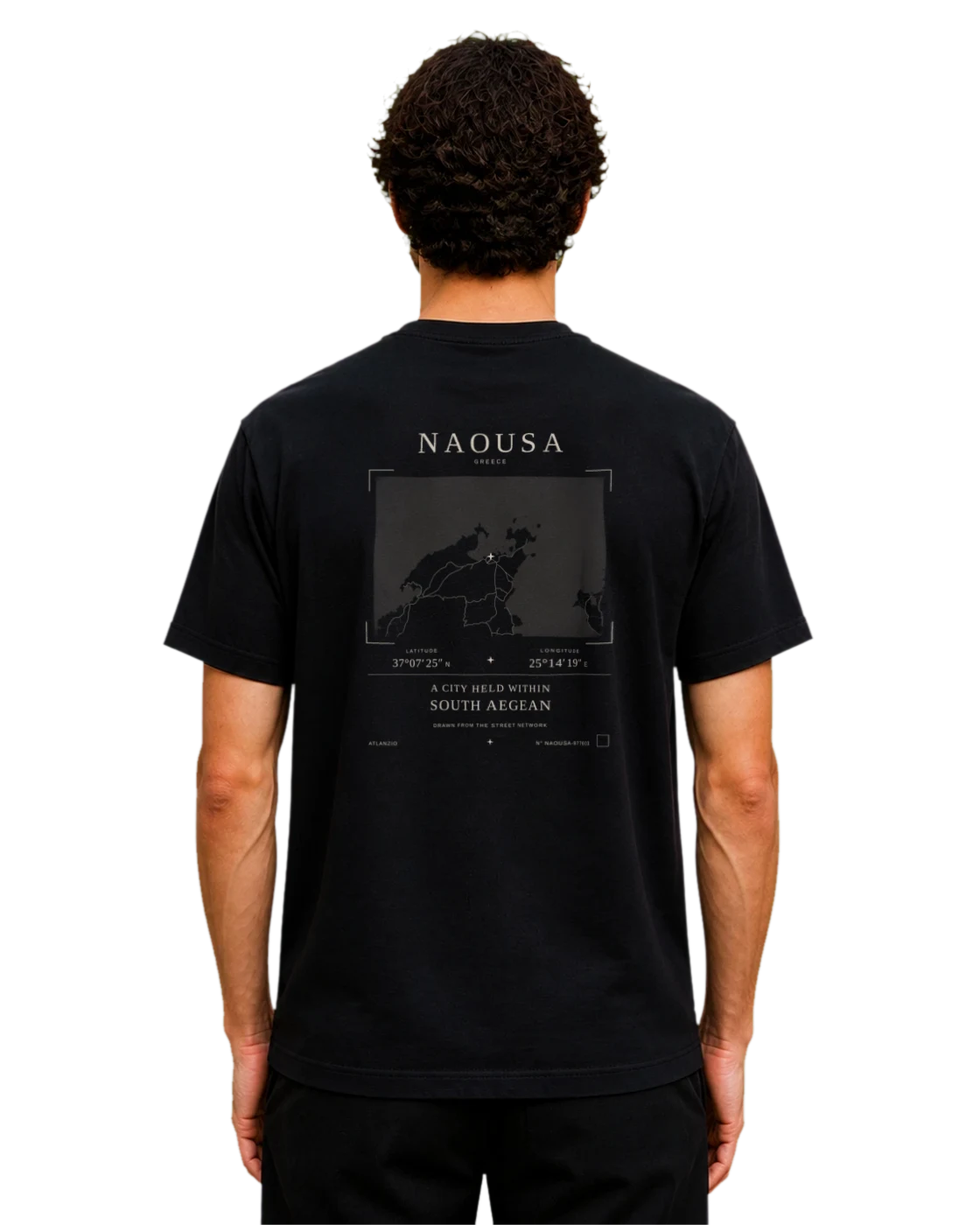 Naousa T-shirt, black, back view