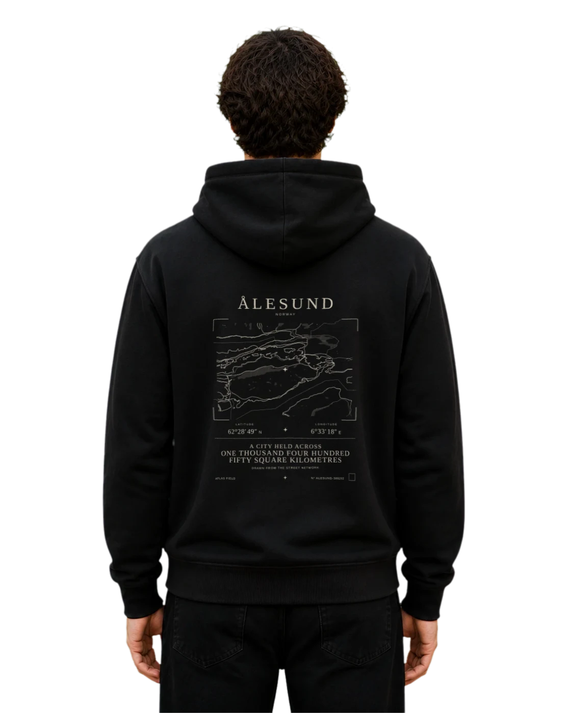Ålesund hoodie, black, back view