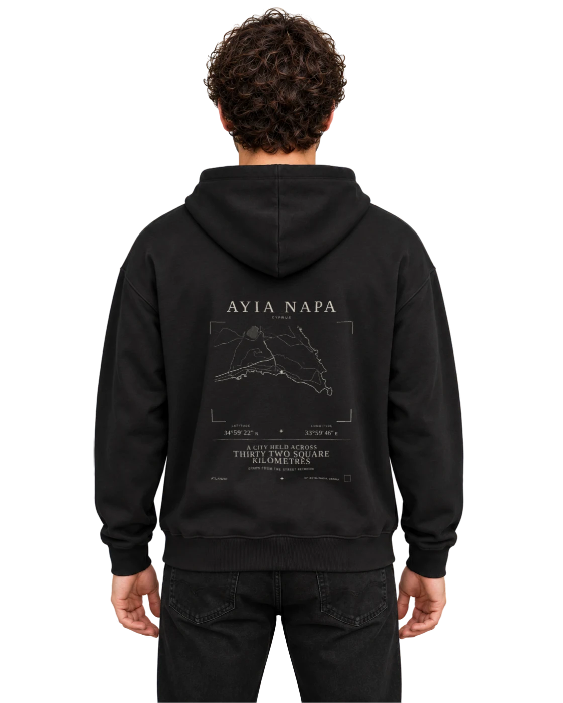 Ayia Napa hoodie, black, back view