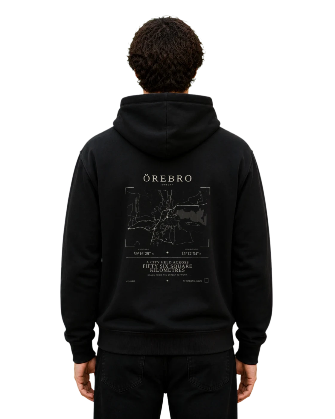Örebro hoodie, black, back view