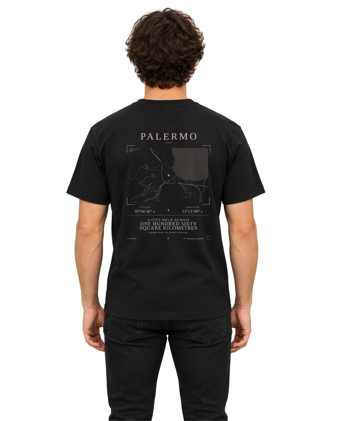 Palermo T-shirt, black, back view