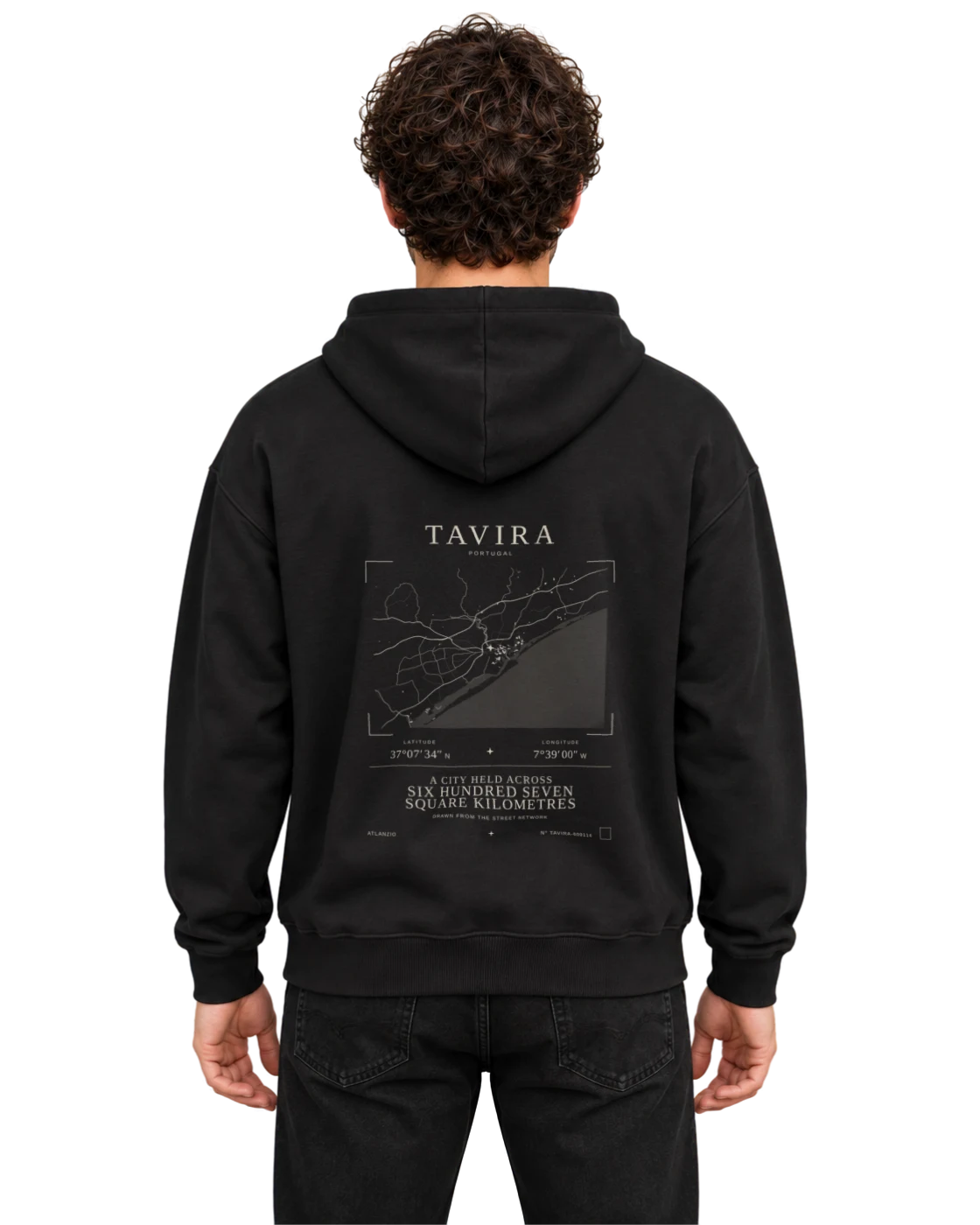 Tavira hoodie, black, back view
