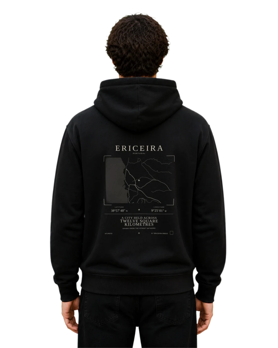 Ericeira hoodie, black, back view