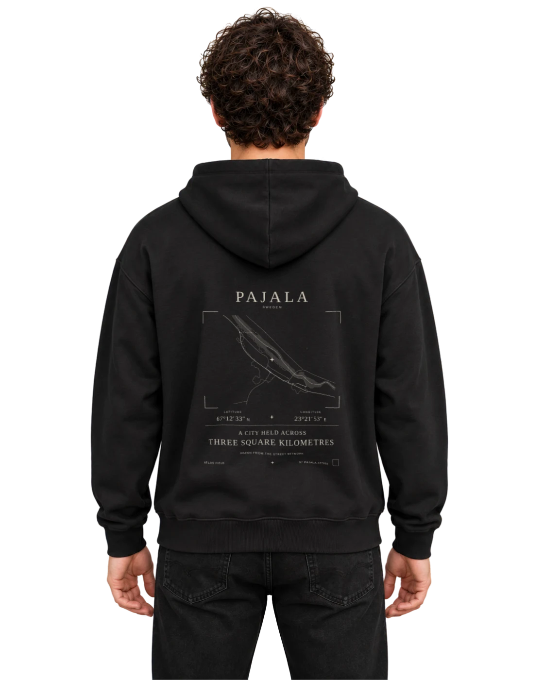 Pajala hoodie, black, back view