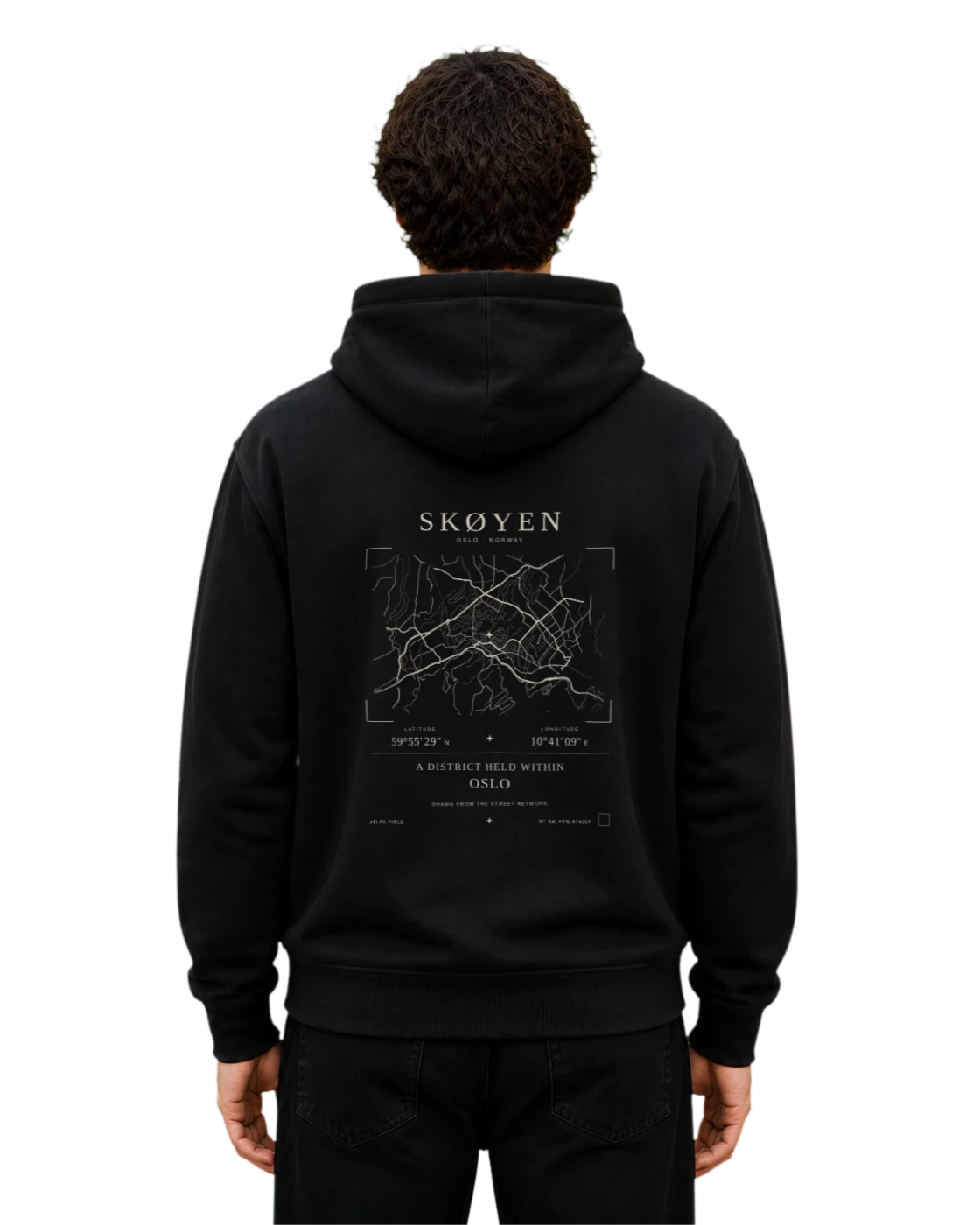 Skøyen hoodie, black, back view