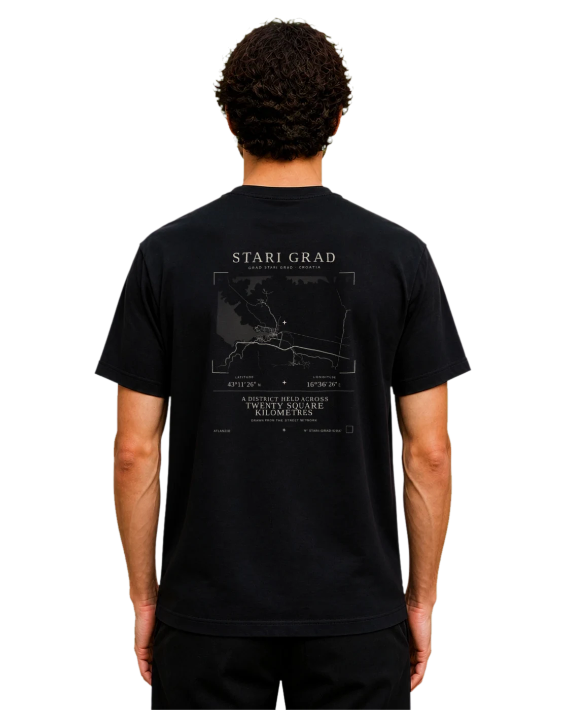 Stari Grad T-shirt, black, back view