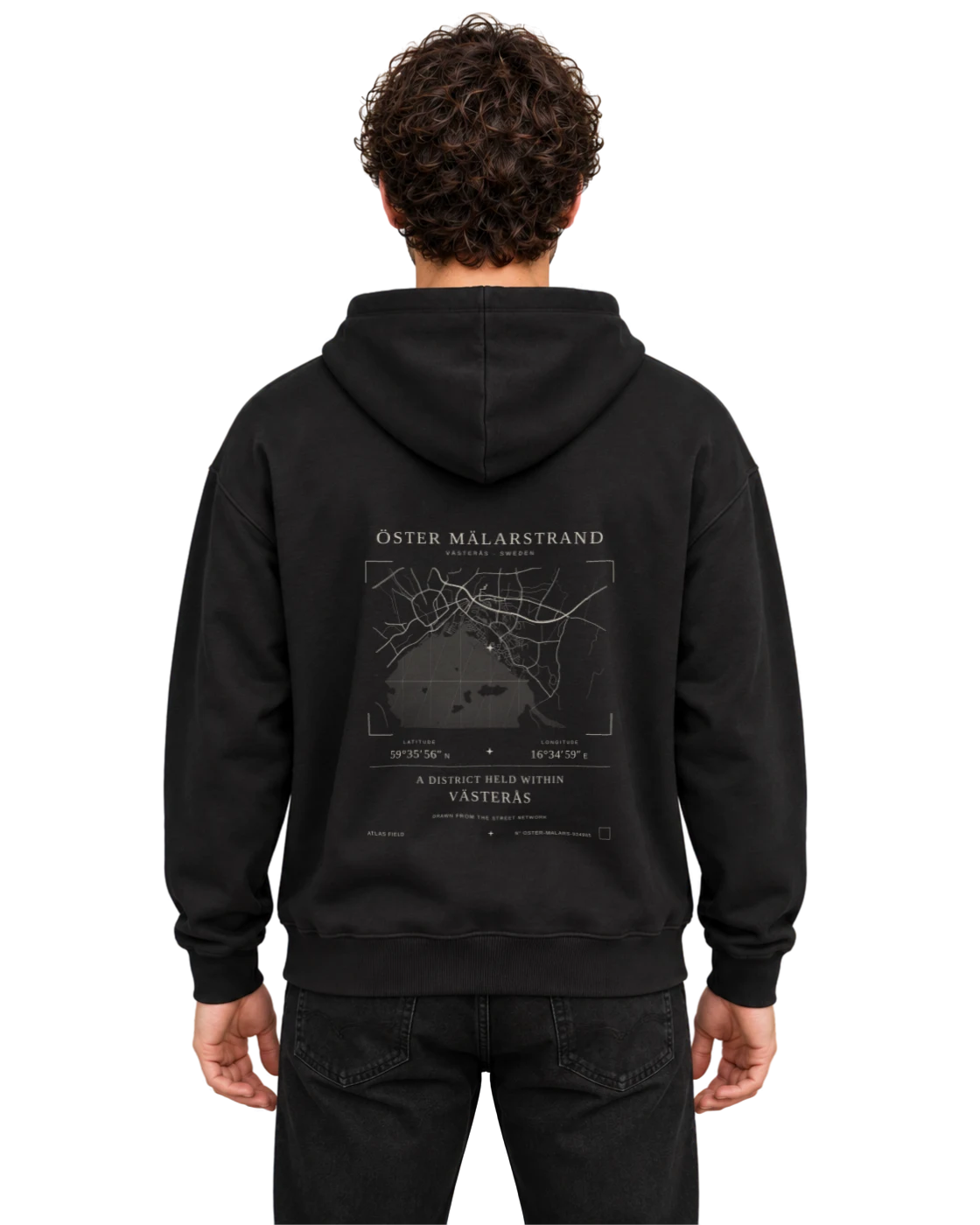 Öster Mälarstrand hoodie, black, back view