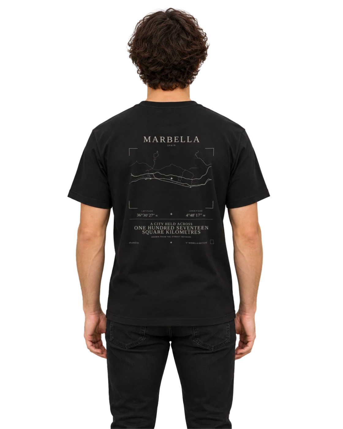 Marbella T-shirt, black, back view