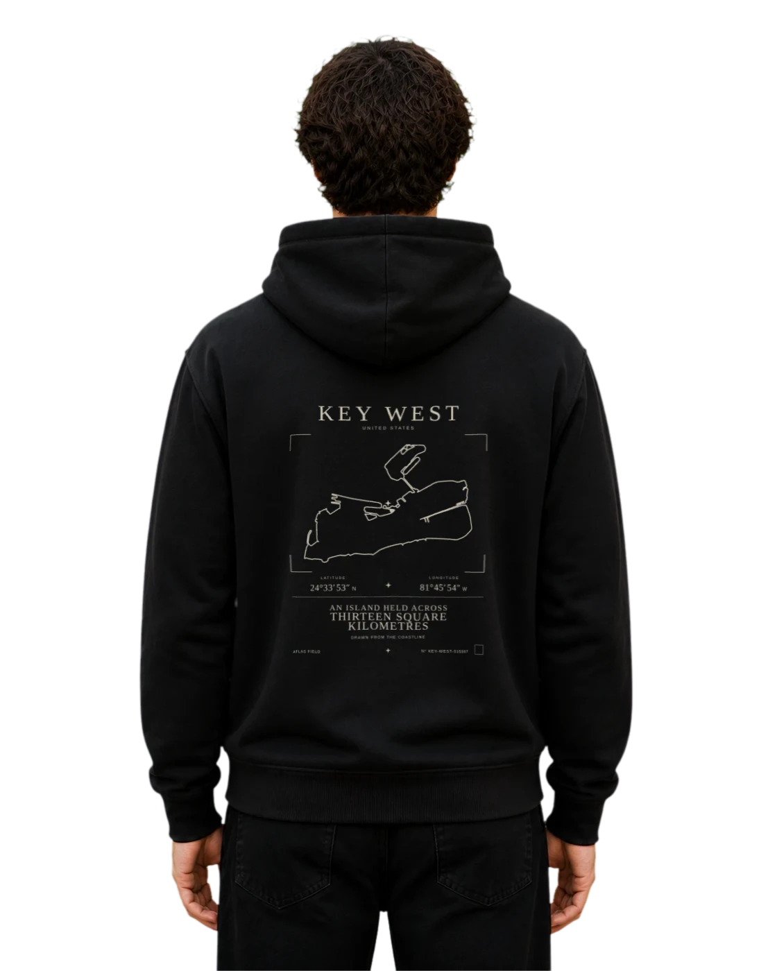 Key West hoodie, black, back view