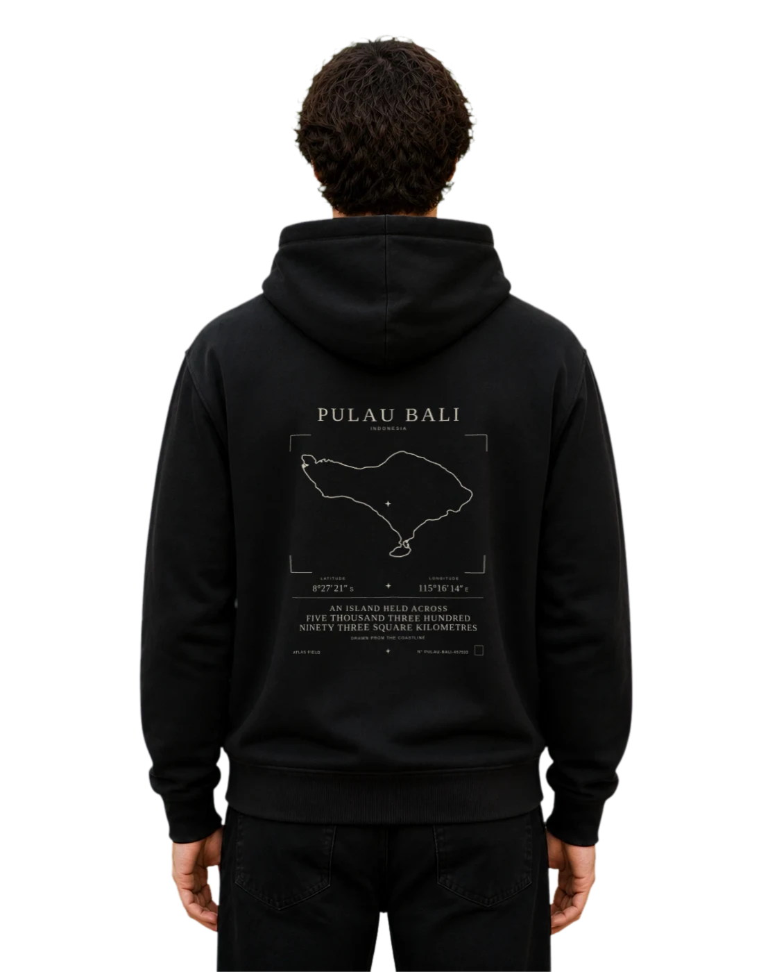 Pulau Bali hoodie, black, back view