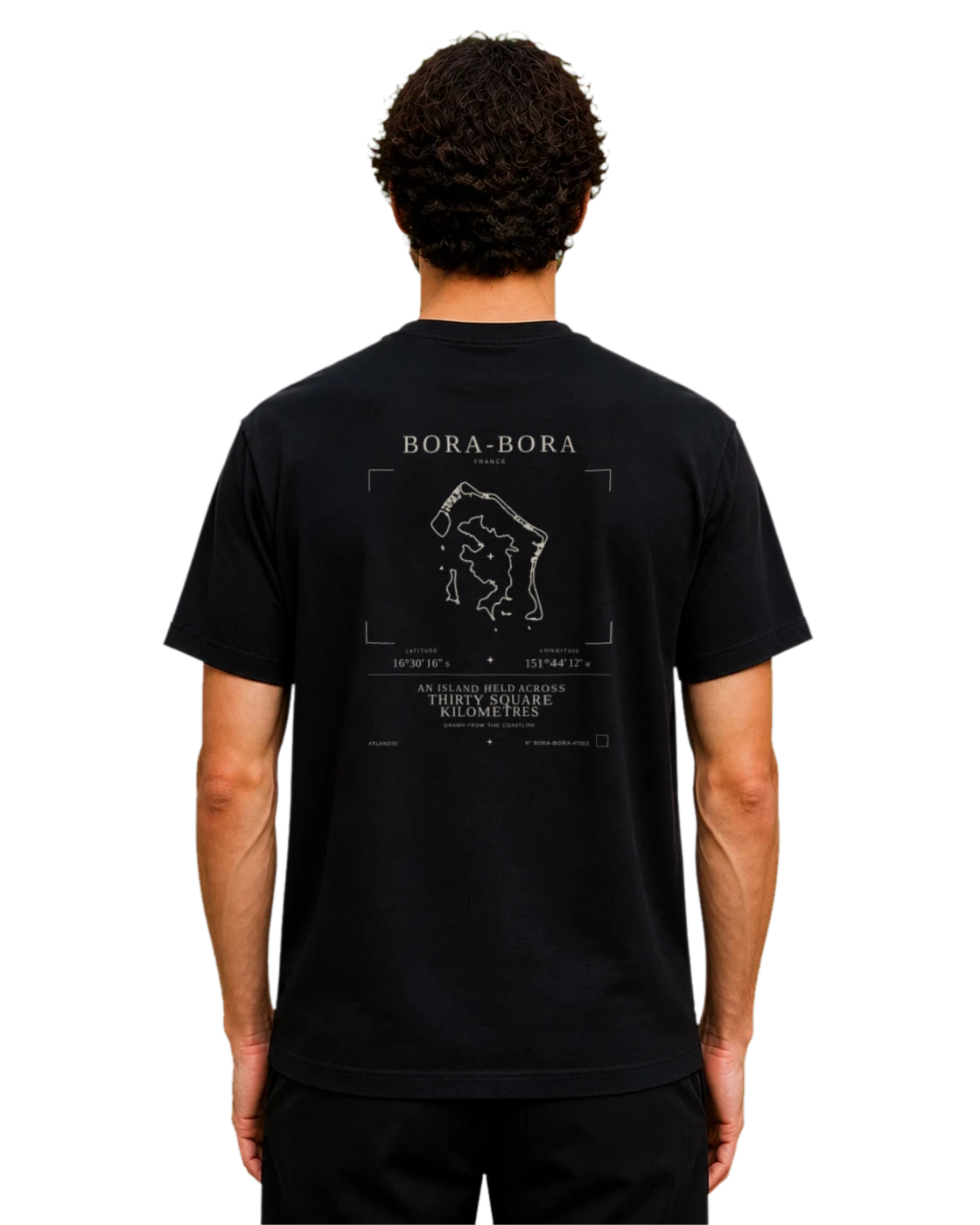 Bora-Bora T-shirt, black, back view