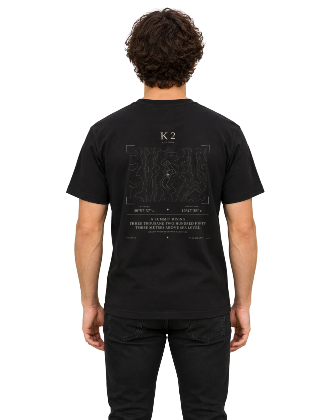 K2 T-shirt, black, back view
