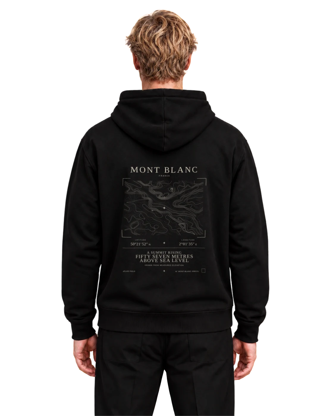 Mont Blanc hoodie, black, back view