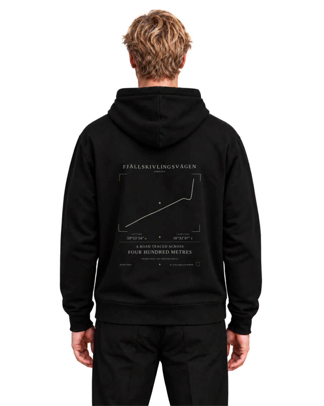 Fjällskivlingsvägen hoodie, black, back view