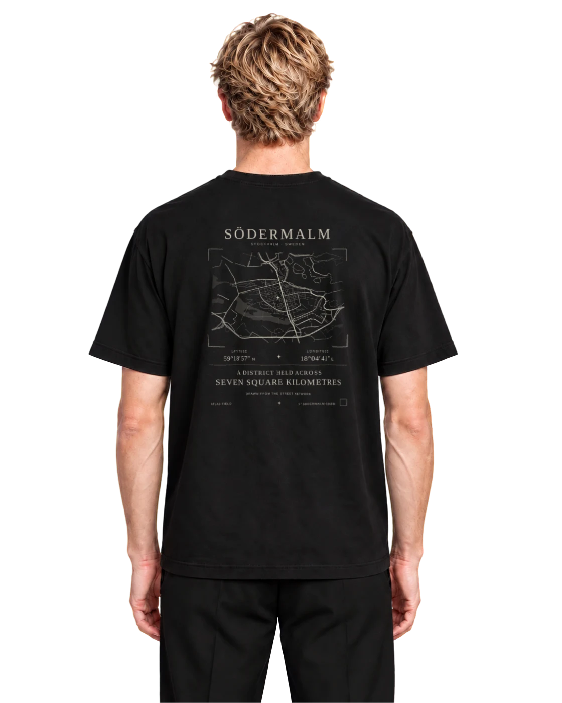 Södermalm T-shirt, black, back view