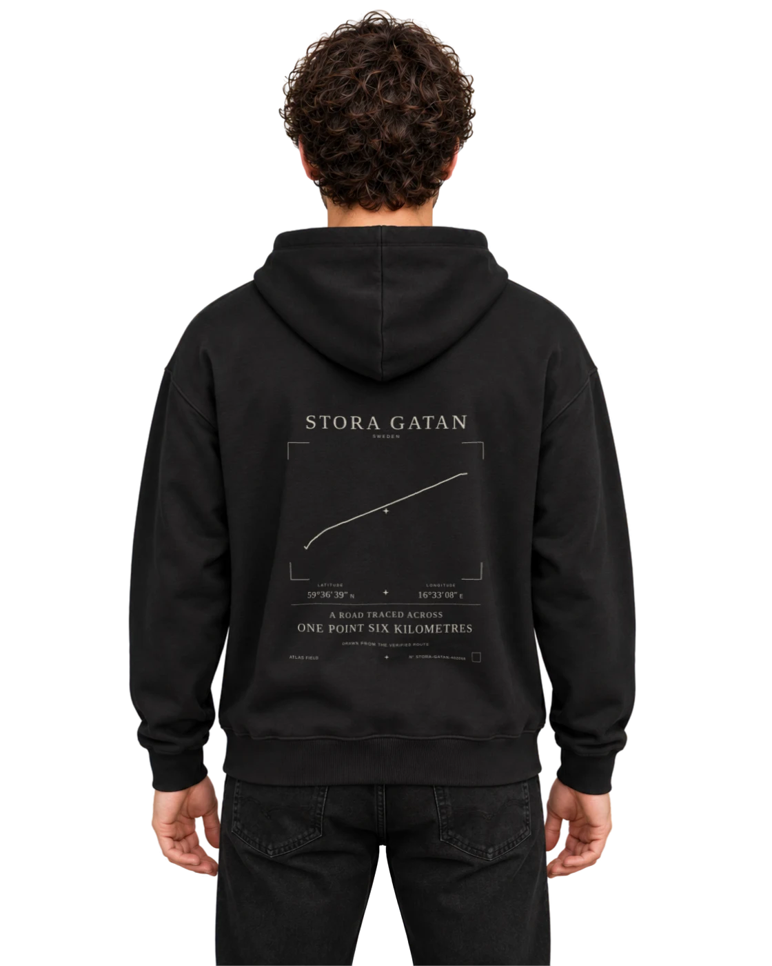 Stora gatan hoodie, black, back view