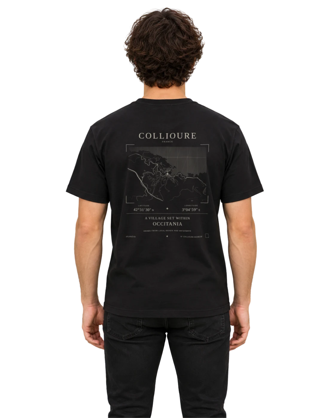 Collioure T-shirt, black, back view