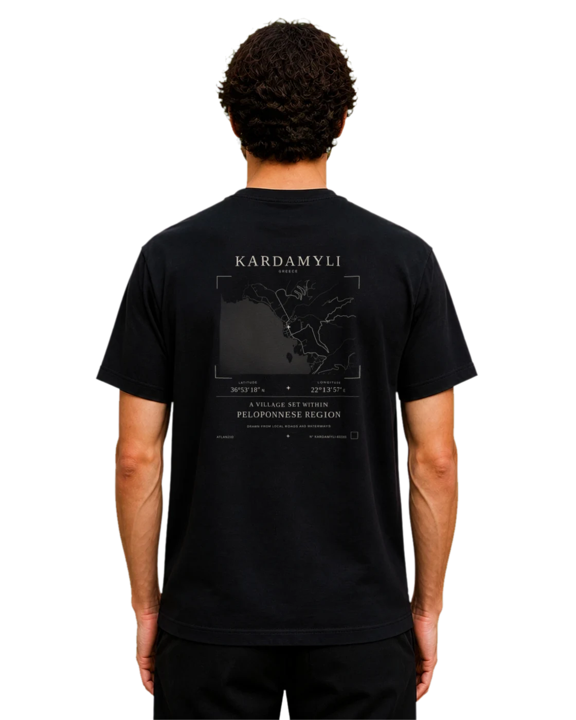 Kardamyli T-shirt, black, back view