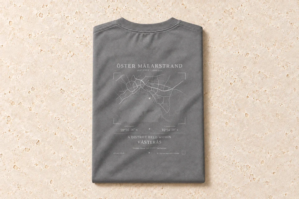 Folded T-shirt, back — Öster Mälarstrand Atlas Signature