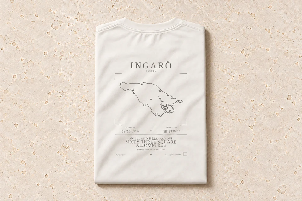 Folded T-shirt, back — Ingarö Atlas Signature