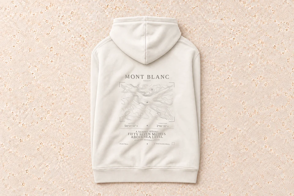 Folded hoodie, back — Mont Blanc Atlas Signature