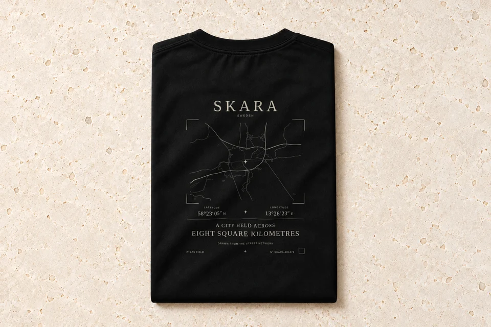 Folded T-shirt, back — Skara Atlas Signature